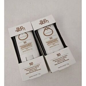 Sun Bum Mineral Sunscreen Face Stick Zinc Oxide Water Resistant 0.45oz SPF 50 x2